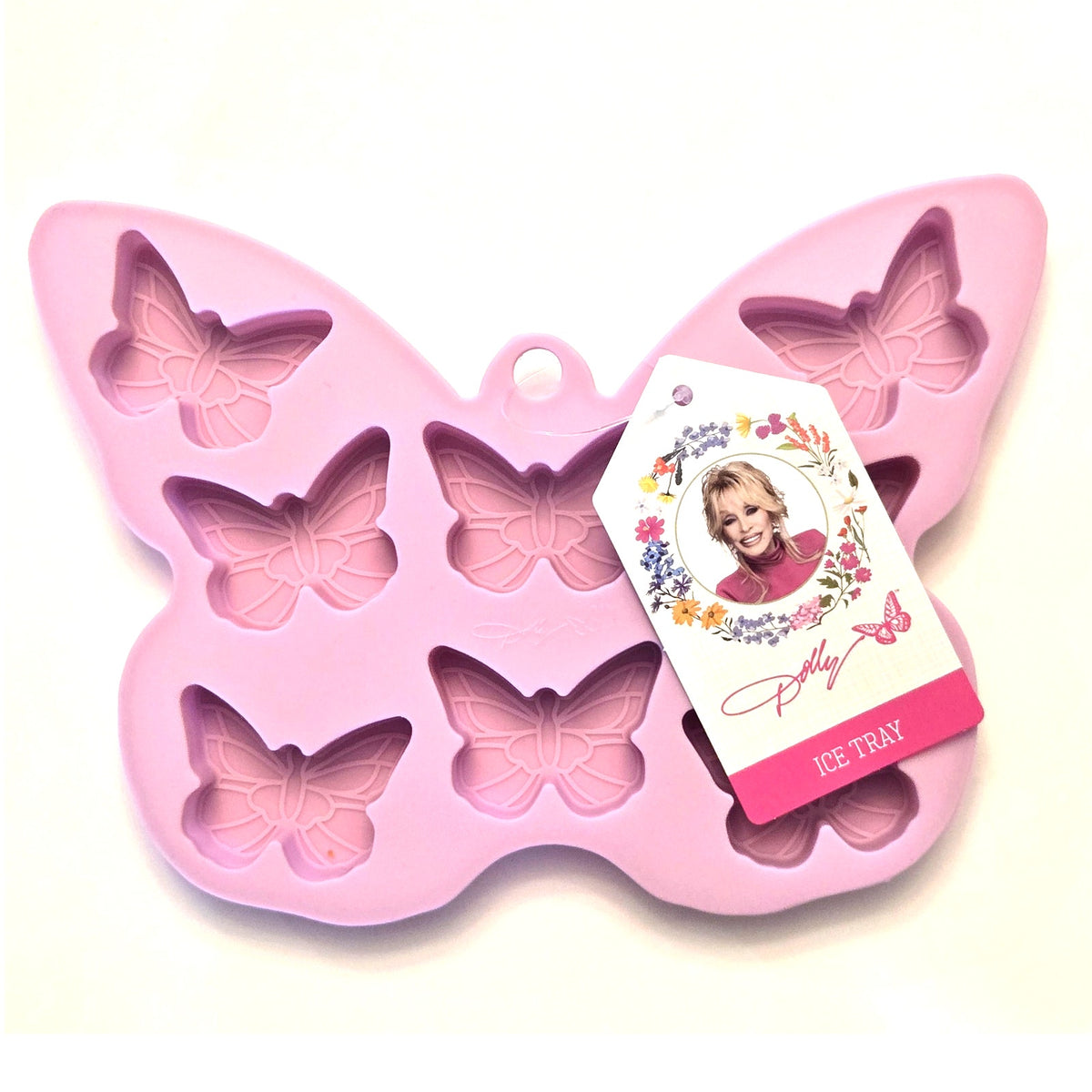 Dolly Parton Pink Butterfly Silicone Ice Cube Tray - 21 Cavity Mold