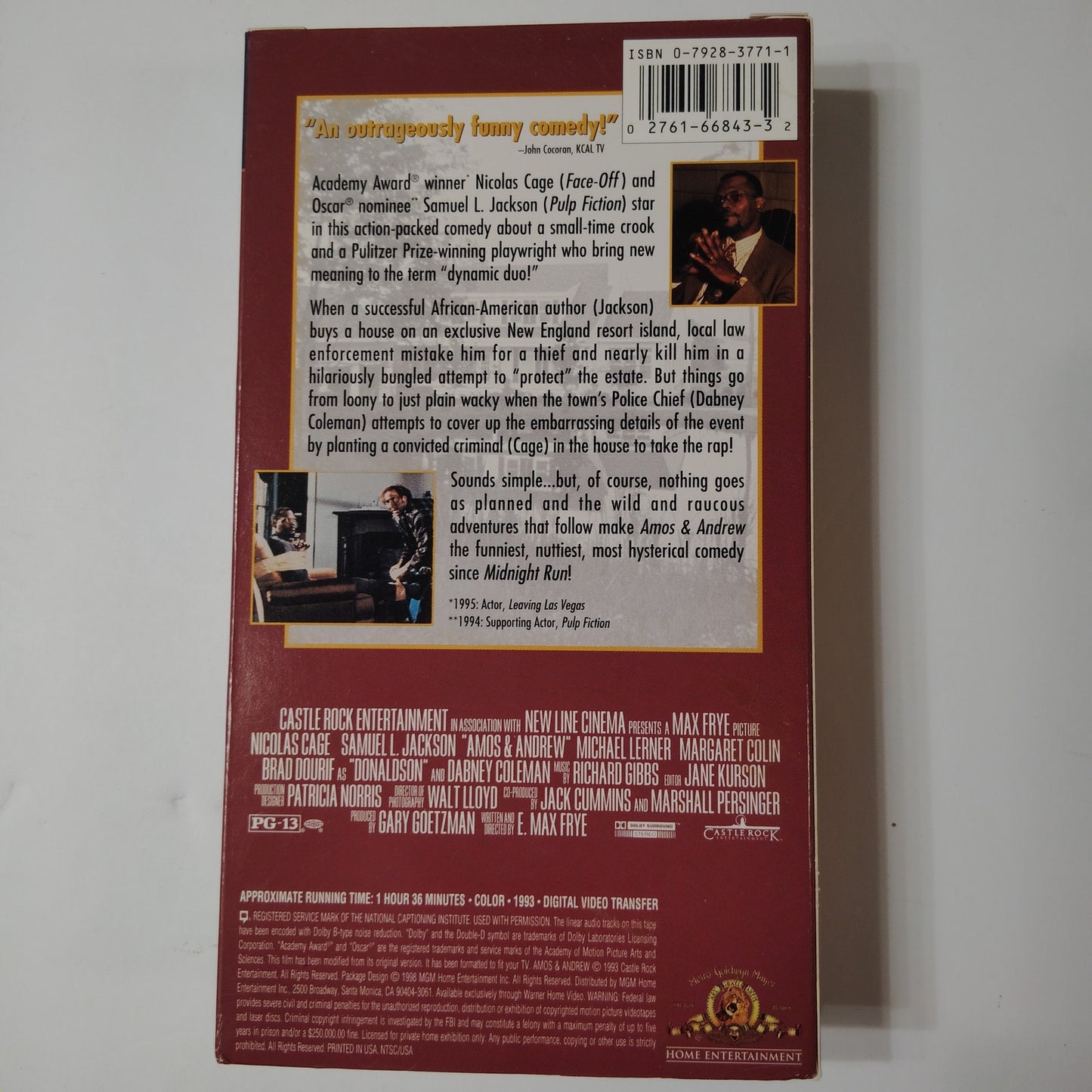 Amos and Andrew VHS 1998 Samuel L. Jackson Nicolas Cage MGM Comedy