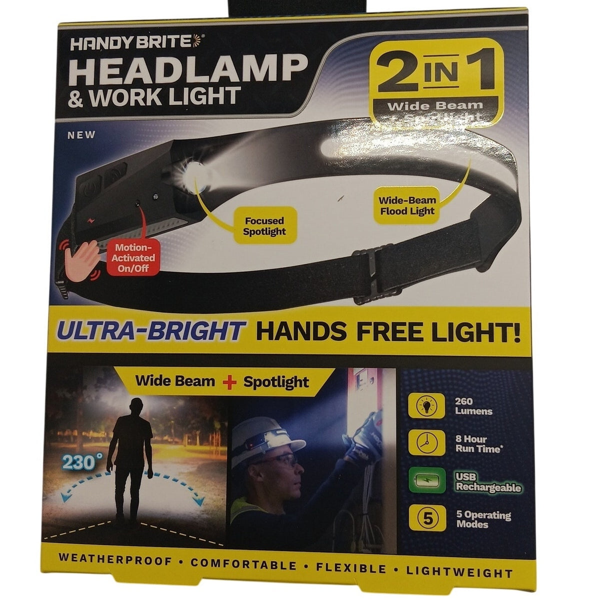 Handy Brite 2-in-1 LED Headlamp & Work Light, 250 Lumens, Rechargeable