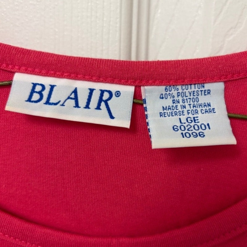Vintage Blair Women's Pink Cotton Blend Gathered Yoke T-Shirt L