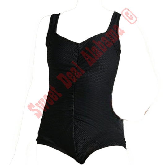 Women's Maxine Textured Spa Shirred Leg One Piece Swimsuit Misses 16 Black