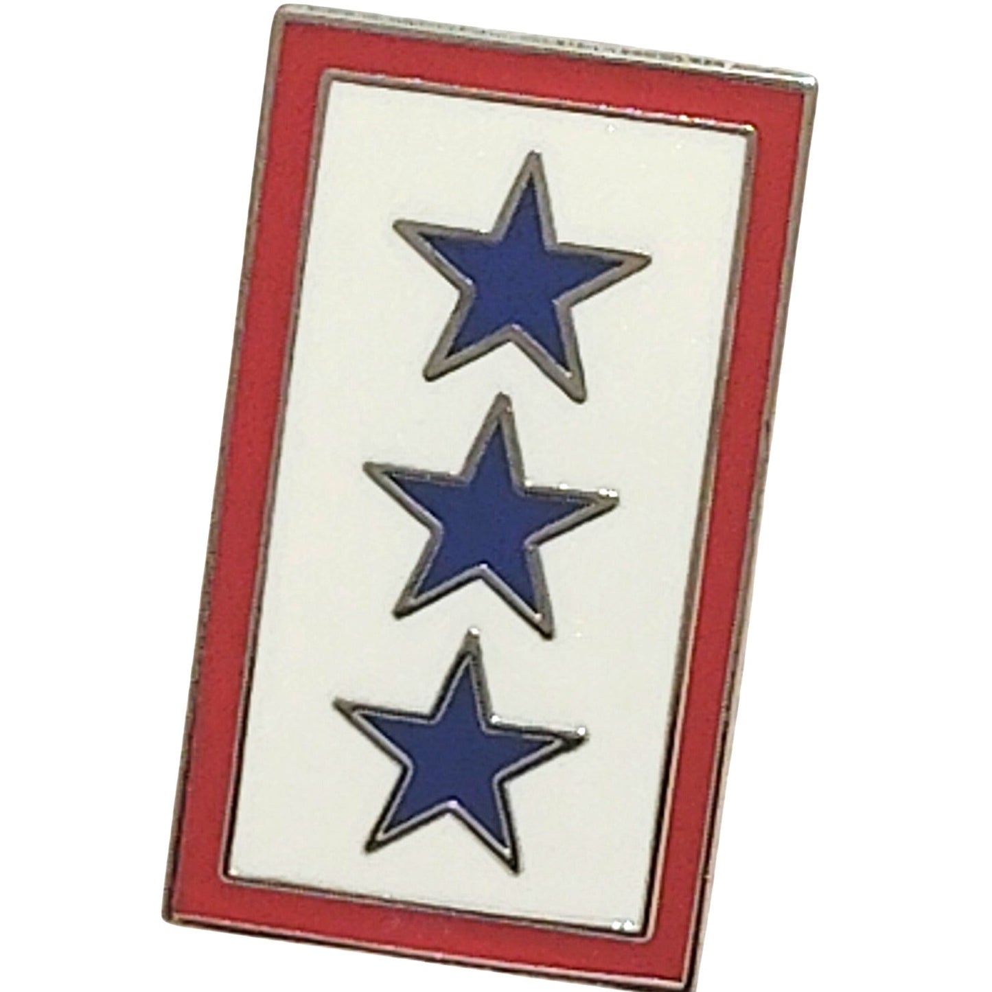 Blue Star Service Flag 3‑Star Hat/Lapel/Brooch Pin, 7/8" × 1/2" Clutchback Pin
