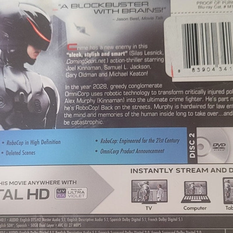RoboCop Blu-ray + DVD 2014 Sci-Fi Action Remake Michael Keaton Samuel L. Jackson