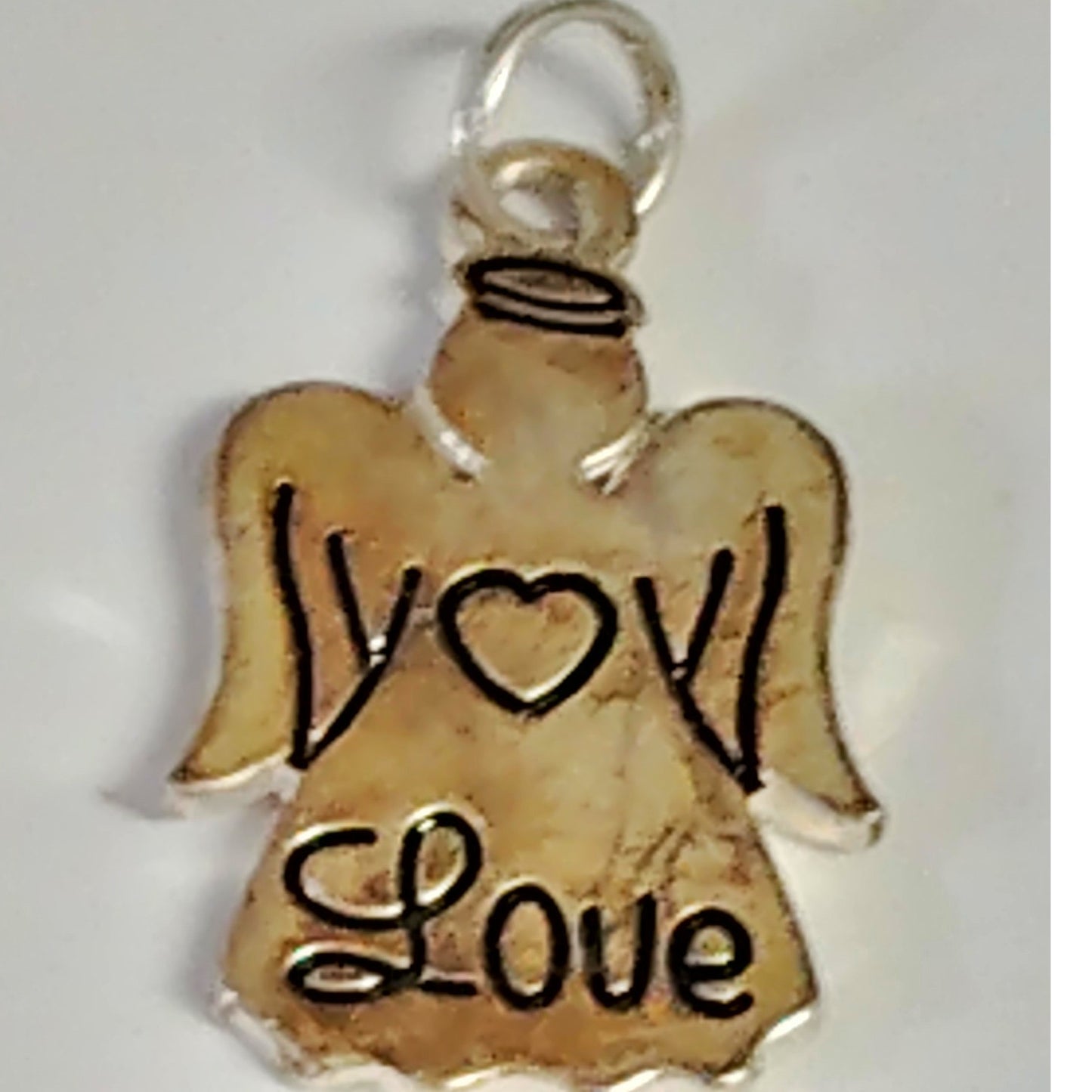 VTG Guardian Angel Charm Pendant I Love You Heart Message 1" Jewelry
