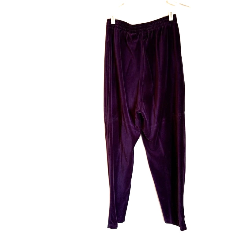 Appleseed's Women's 2-Piece Wine Velour Sweat Set Top & Pants L Purple