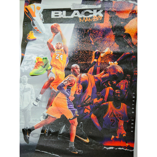 Kobe Bryant Black Mamba Poster – Basketball Wall Art Canvas Print 12x18" (Unframed)