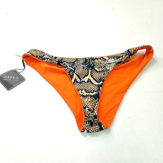 Zaful Reversible Snakeskin Bikini Bottoms Women’s Large Orange / Snake Print