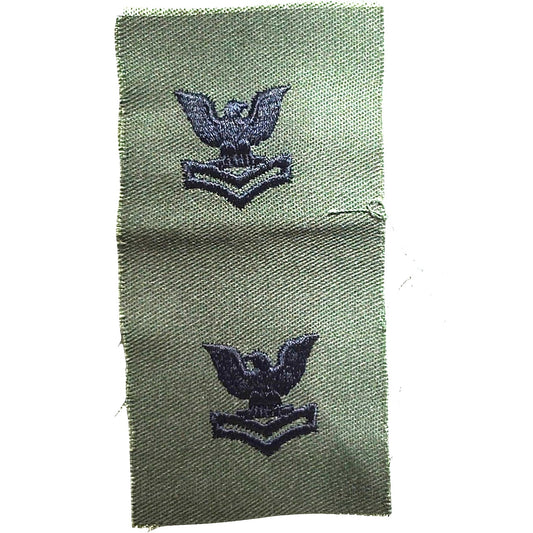Pre-1989 Collar Devices Subdued Emb. Petty Officer Second Class E-5 ODG Sew-On