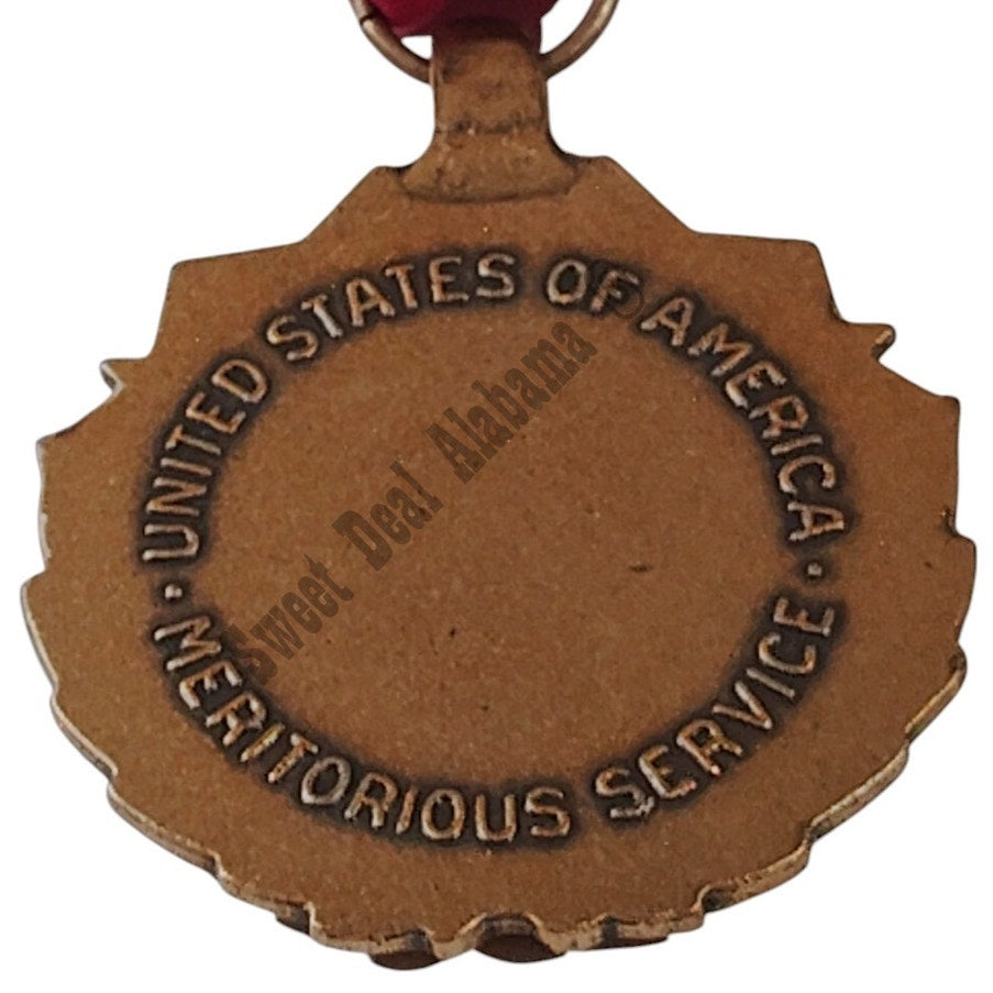 U.S.A. Meritorious Service Medal Pinback, 1-9/16"D x 3-1/4"H Overall