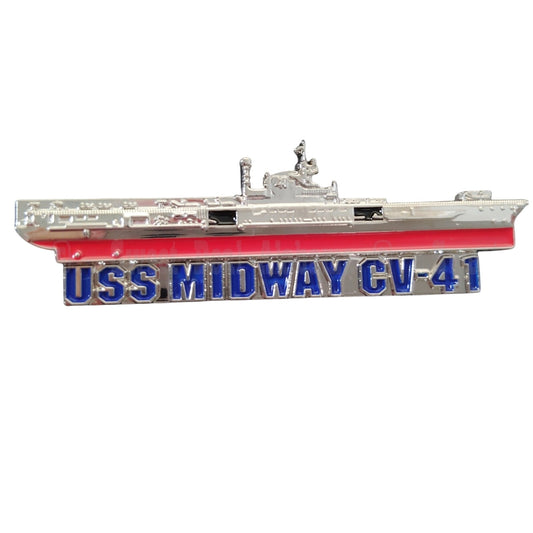 Naval USS Midway CV-41 Ship Collector's Hat, Lapel, Brooch Pin 2-1/2"W x 3/4"H