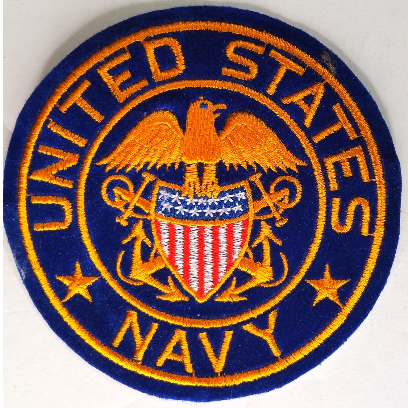 Vintage U.S. Navy Embroidered Iron-on or Sew-On 4" Patch, RARE Right Facing