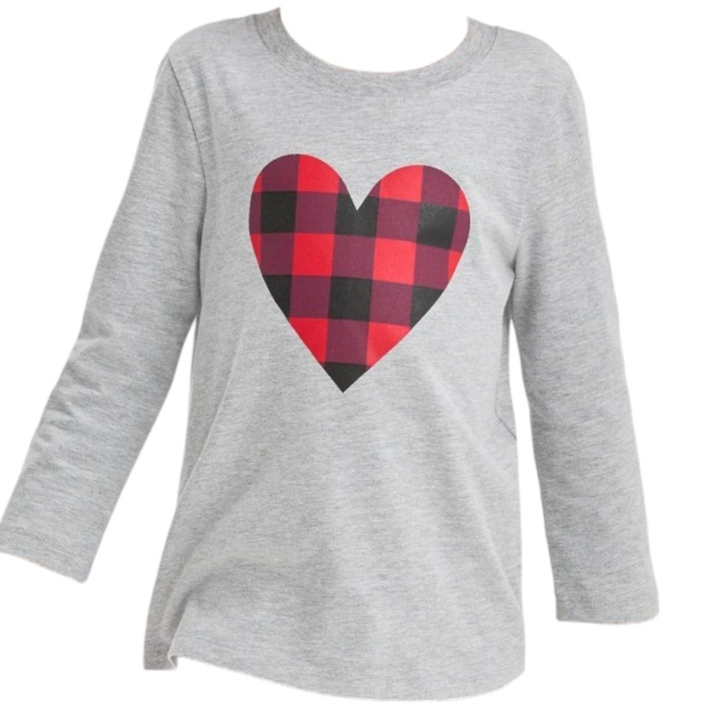 Toddler Heart Plaid Long Sleeve T-Shirt - Cat & Jack, Heather Gray 4T