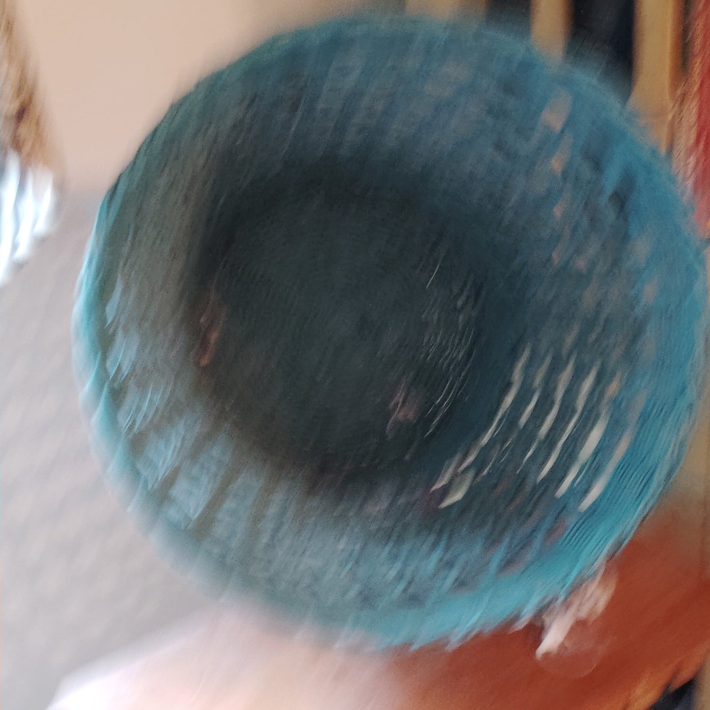 Vintage 1970s Teal Wicker Wastebasket- Open‑Loop Star‑Lattice Mid‑Century Design