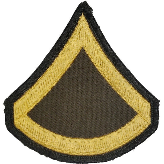Vintage US Army PFC E‑3 Rank Patch Gold on Black Sew‑On 3‑3/8" × 3" Single Unit