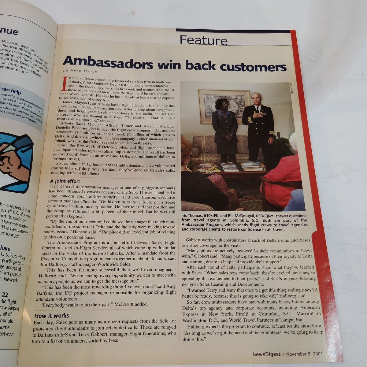 Delta News Digest - November 5, 2001 - Vintage Airline Industry Publication