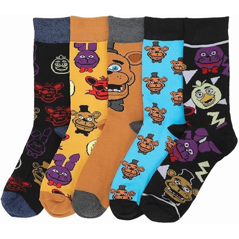 Five Nights at Freddy’s Adult Casual Crew Socks – 5-Pack, Multicolor