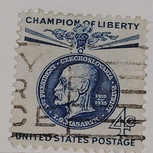 1960 Scott #1147 – 4¢ Thomas G. Masaryk / Champions of Liberty – Canceled