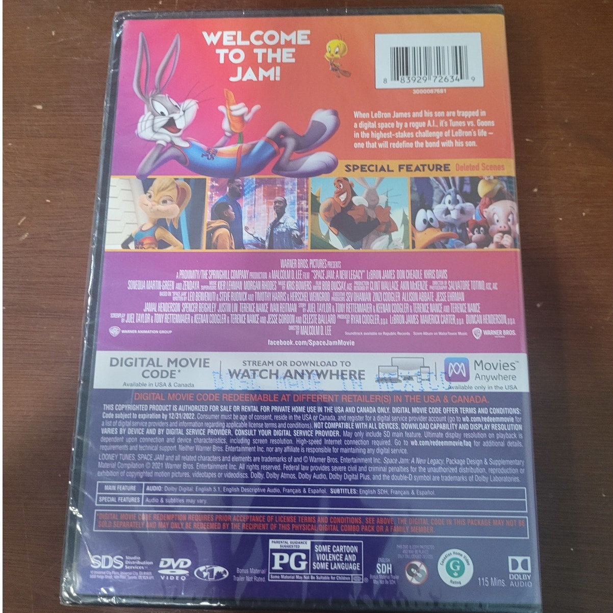 Space Jam A New Legacy DVD 2021 LeBron James Looney Tunes Family Basketball Fun