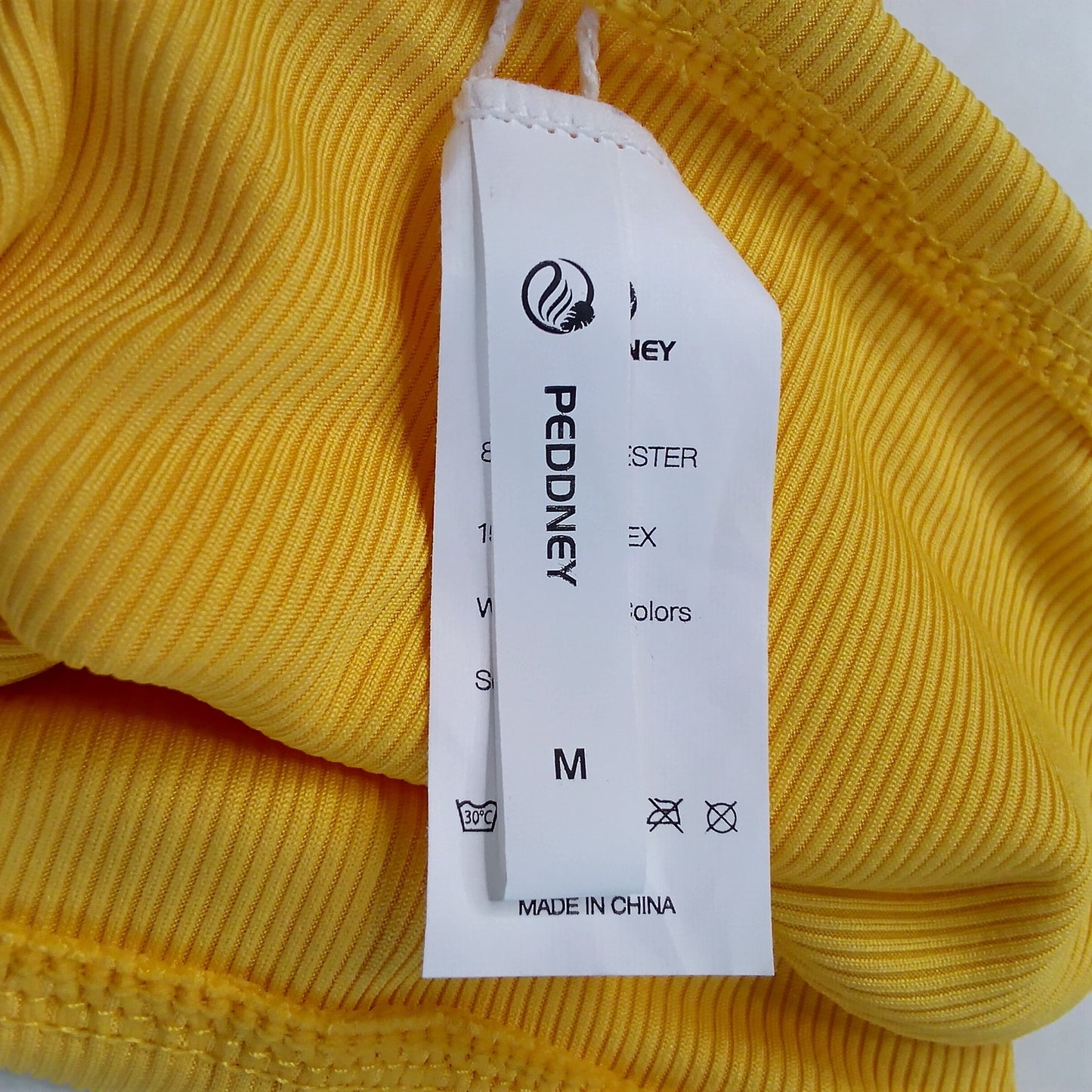 Peddney Yellow Ribbed Side Tie Bikini Bottoms Women’s Medium (US 4-6)