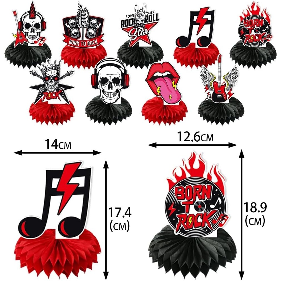 1950s Rock & Roll Party Decorations 16‑Pc Honeycomb Centerpieces & Table Toppers
