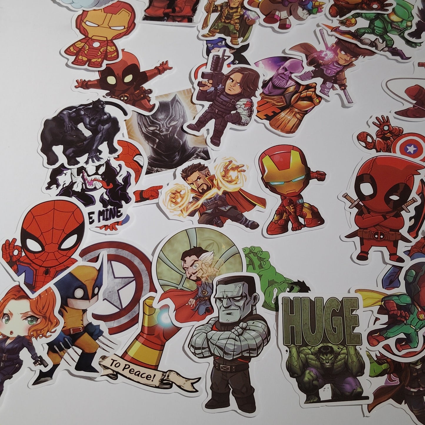 130‑Pc Marvel Chibi Vinyl Sticker Pack Waterproof Laptop Water Bottle Decals