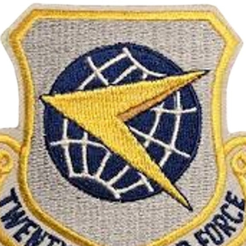 USAF 22nd Air Force Shield Patch Blue Globe Yellow Arrow 3‑1/8" × 3" Sew‑On