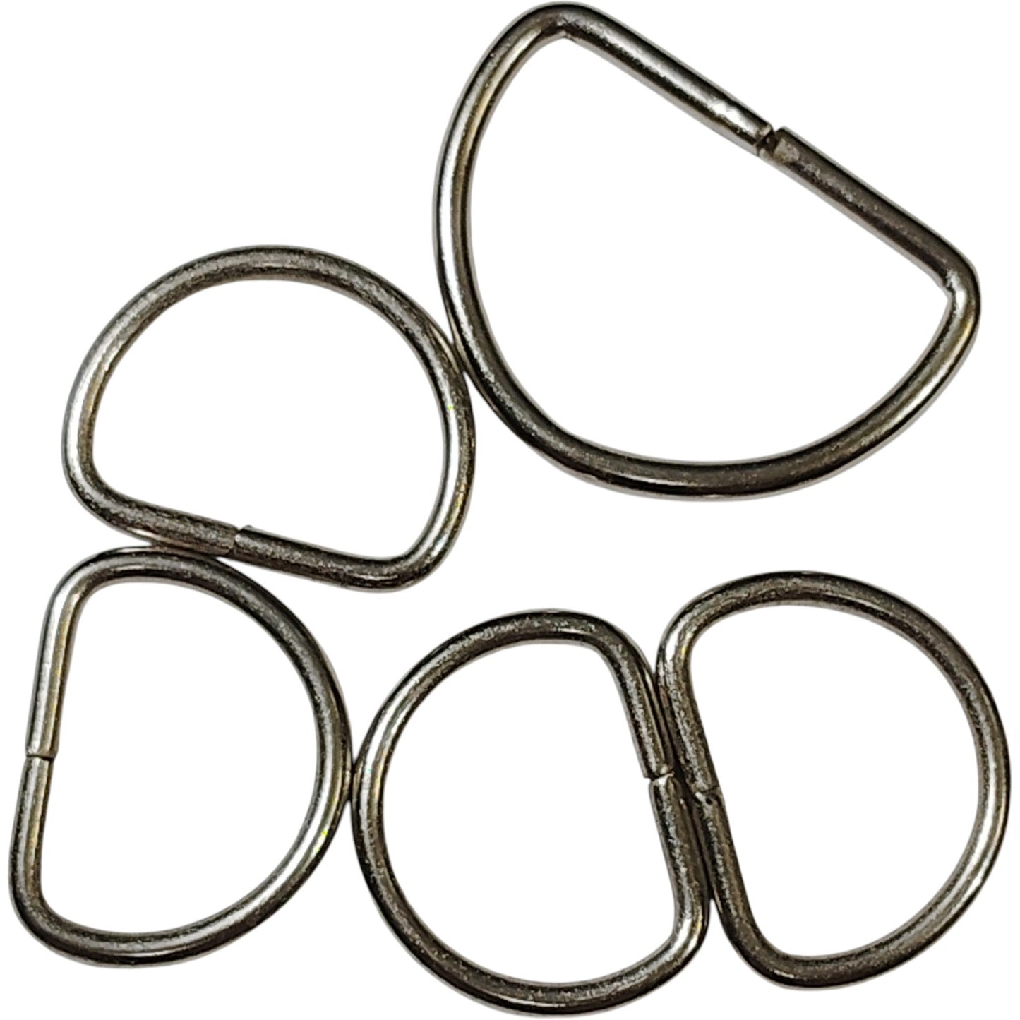5-Pack – Metal D-Rings, 1x 1-1/2" + 4x 1", Military Surplus, Strap Hardware