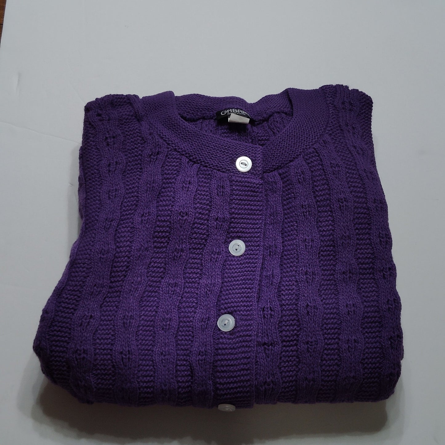 Gabriel New York Dark Purple Button‑Down Sweater 100% Acrylic Size Large NEW