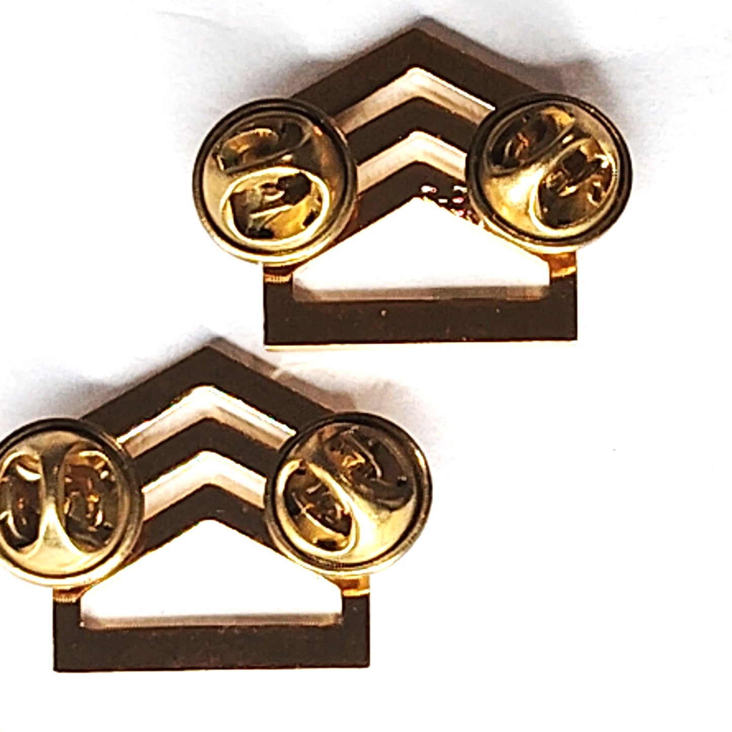 Army JROTC ROTC Staff Sergeant Rank Insignia No‑Shine Brass Pin‑On Pair 7/8x7/8"