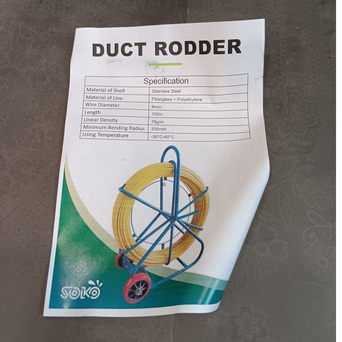 HeatZen 492FT Fiberglass Duct Rodder 8MM Wire Puller w/ Cage & Wheels