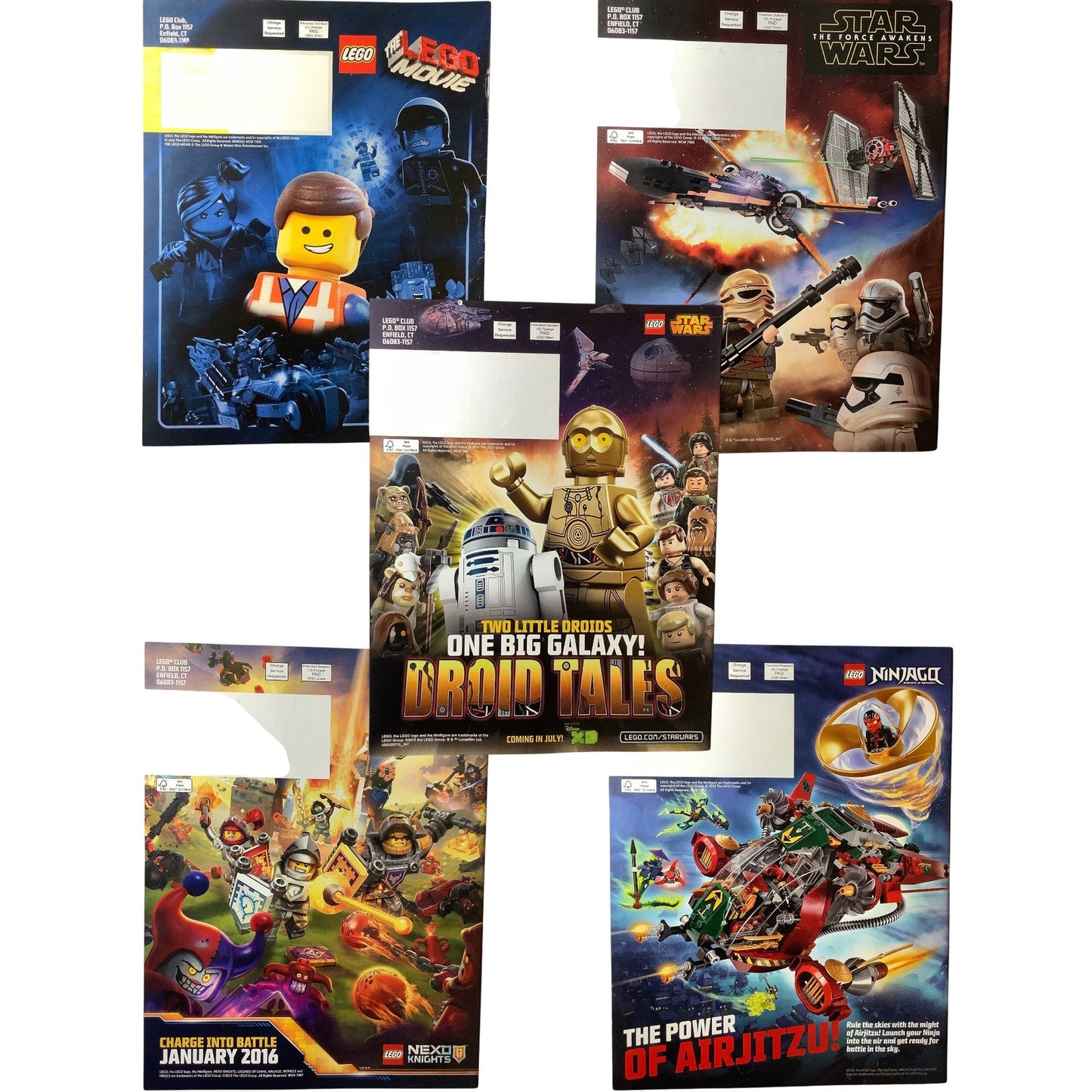 5 x Back Issues Lego Club Magazines, 5  issues from 2013-2015 Pictured