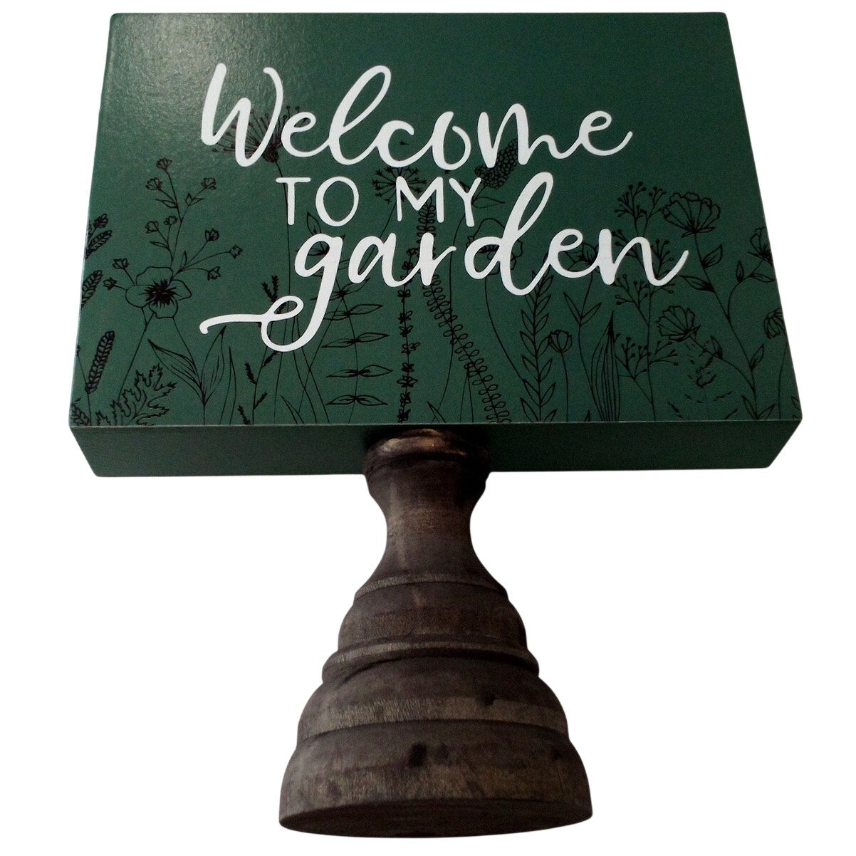 Welcome to My Garden Pedestal Sign – True Living – Mini Garden Décor