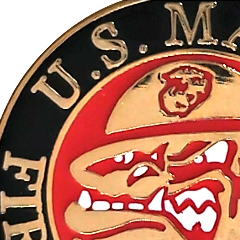 USMC Bulldog First to Fight Novelty Biker Jacket Hat Lapel Pin 1"