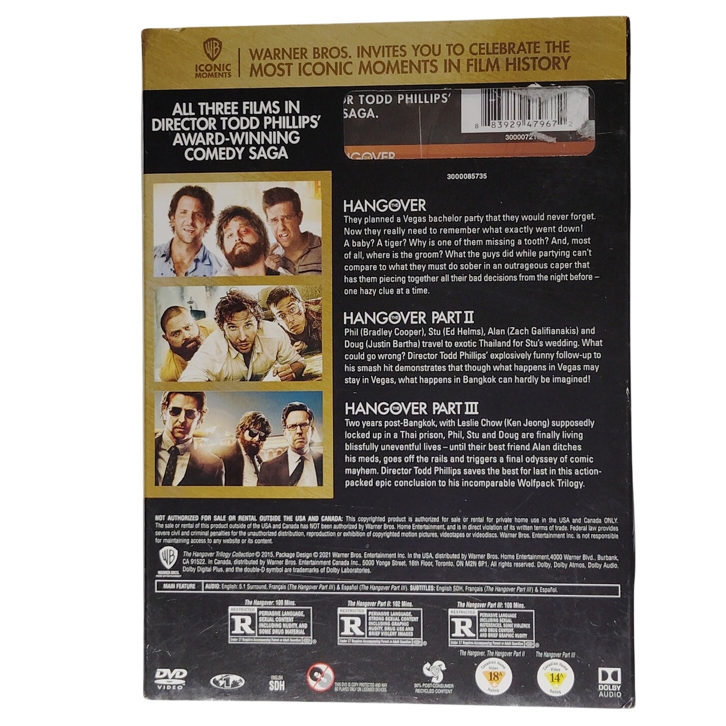 The Hangover Trilogy [DVD -2016] Bradley Cooper Ed Helms Zach Galifianakis