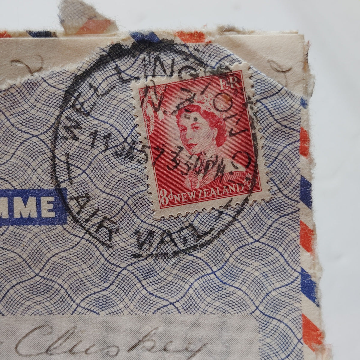 1957 New Zealand Aerogramme Cover 8d Queen Elizabeth II Stamp Red Airmail
