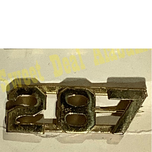 Early/Mid 1900s Brass C-Clasp Number "287" Collar Device 3/8"H Hat / Lapel Pin