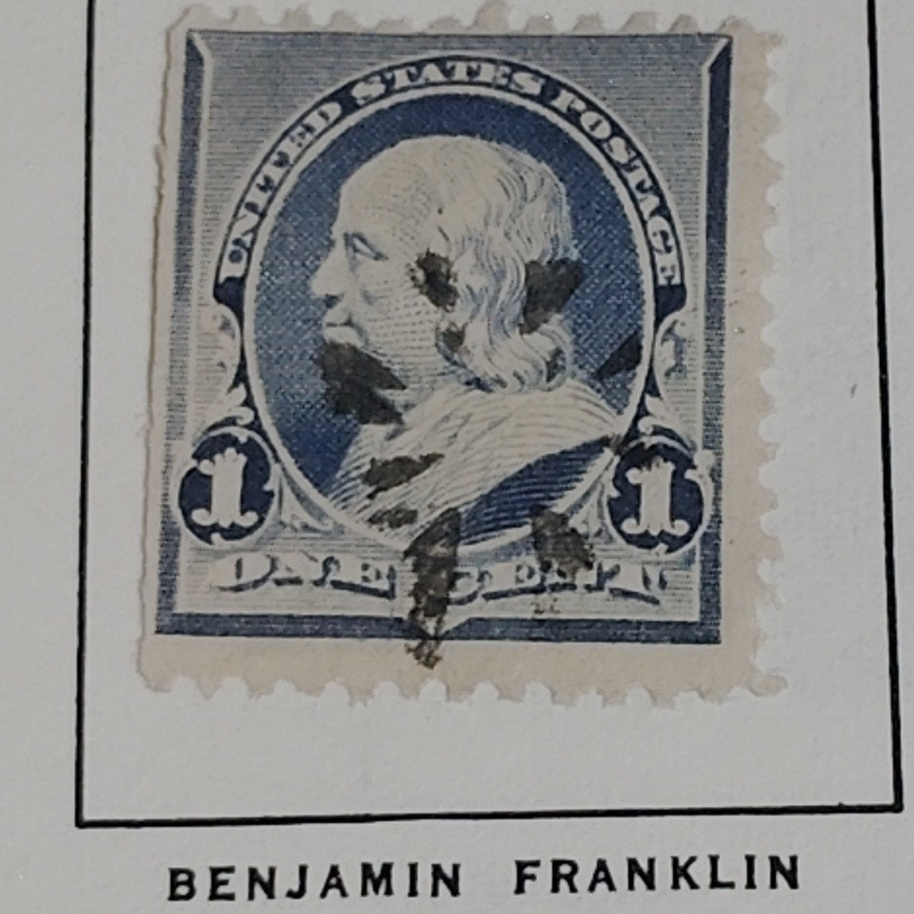 1890s U.S. Postage Stamp – 1¢ Benjamin Franklin – Blue/Ultramarine – Used