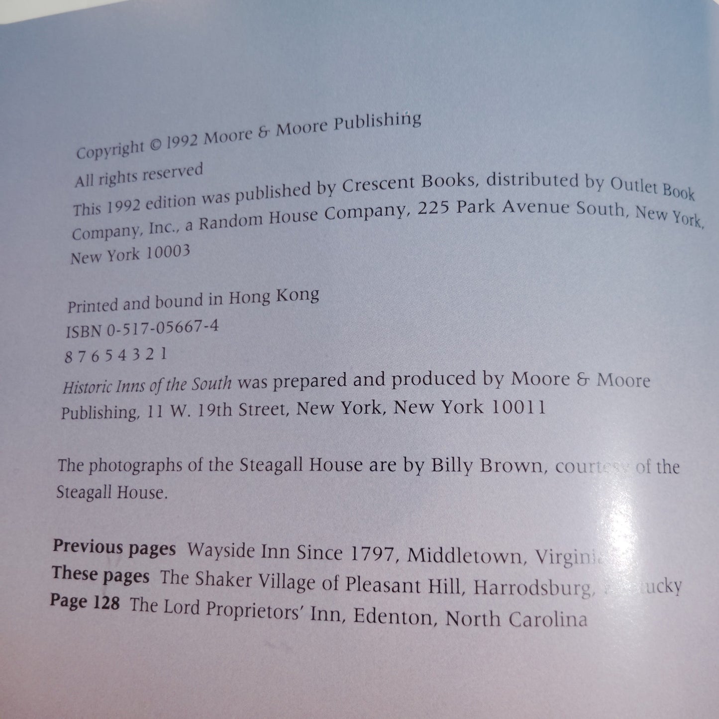 Historic Inns of America: Historic Inns of the South Hardcover 1992 Travel Book