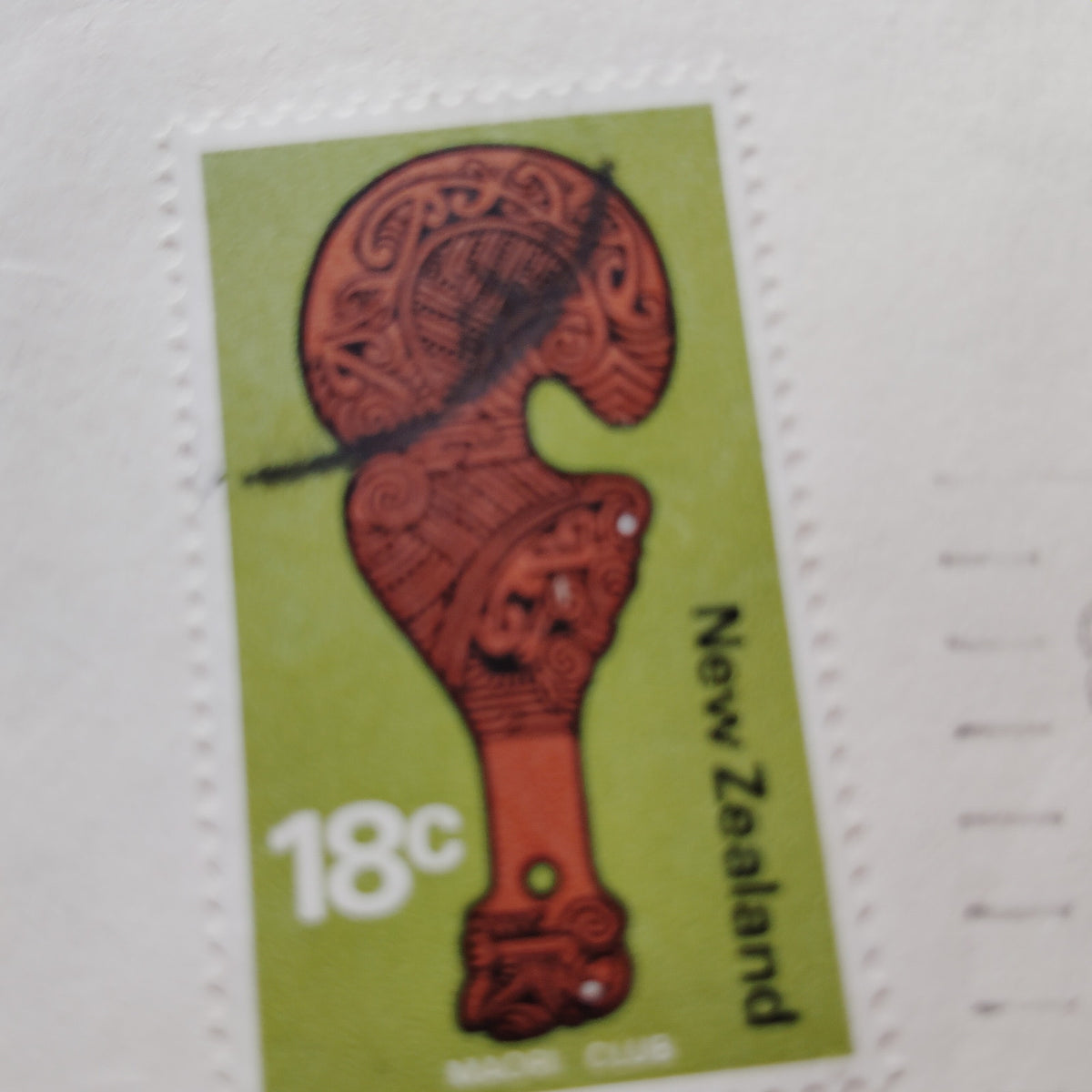 1972 New Zealand 18c Maori Club Stamp Air Mail Cover to USA Paraparaumu