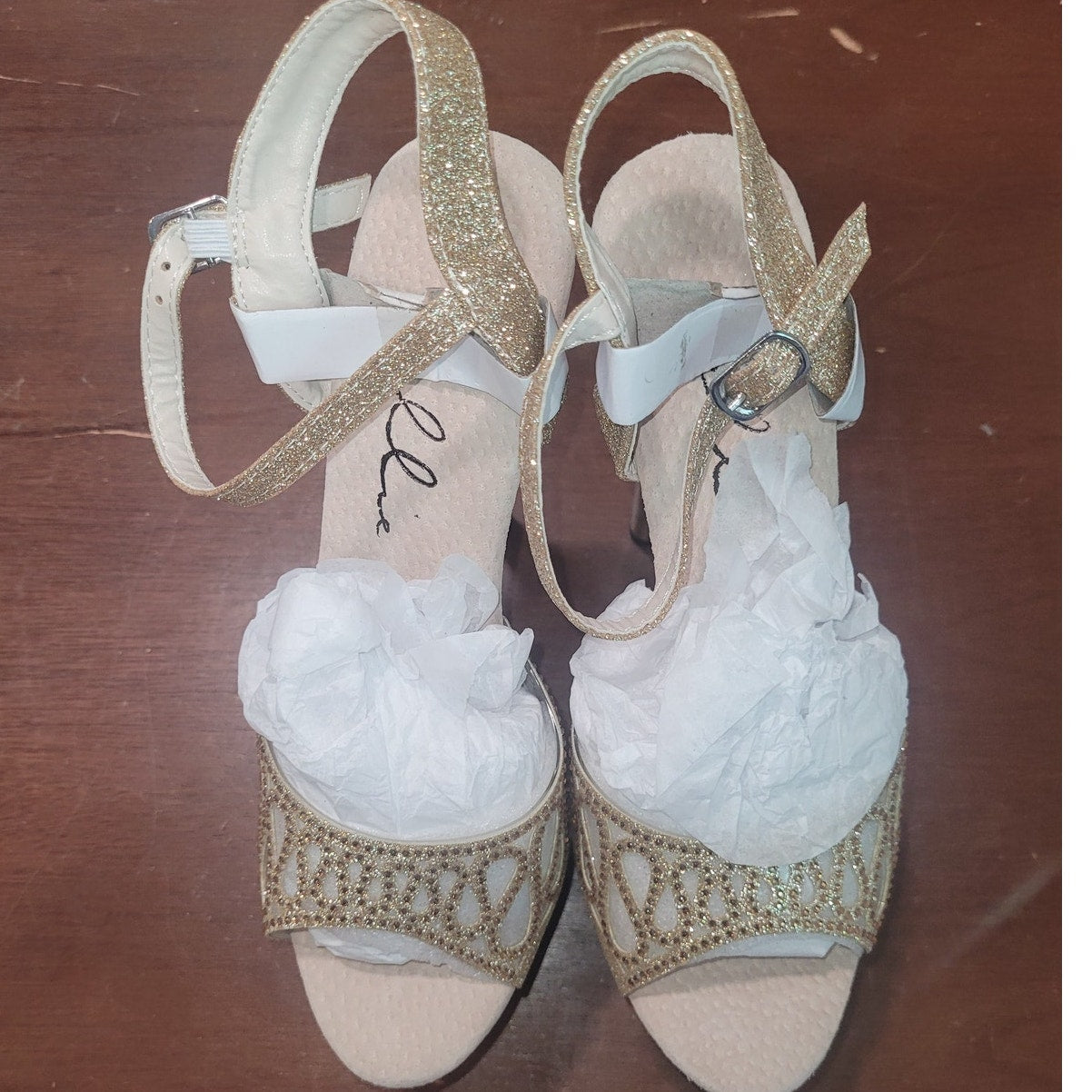 Ellie Shoes Women’s Gold Platform, Stiletto Heeled Sandals – 709-UNITY, Size 8