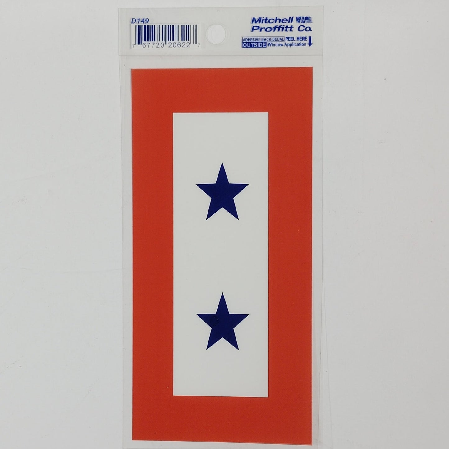 Two Star Service Ribbon Decal  6" x 3" Blue Star Banner, Vinyl Window Sticker