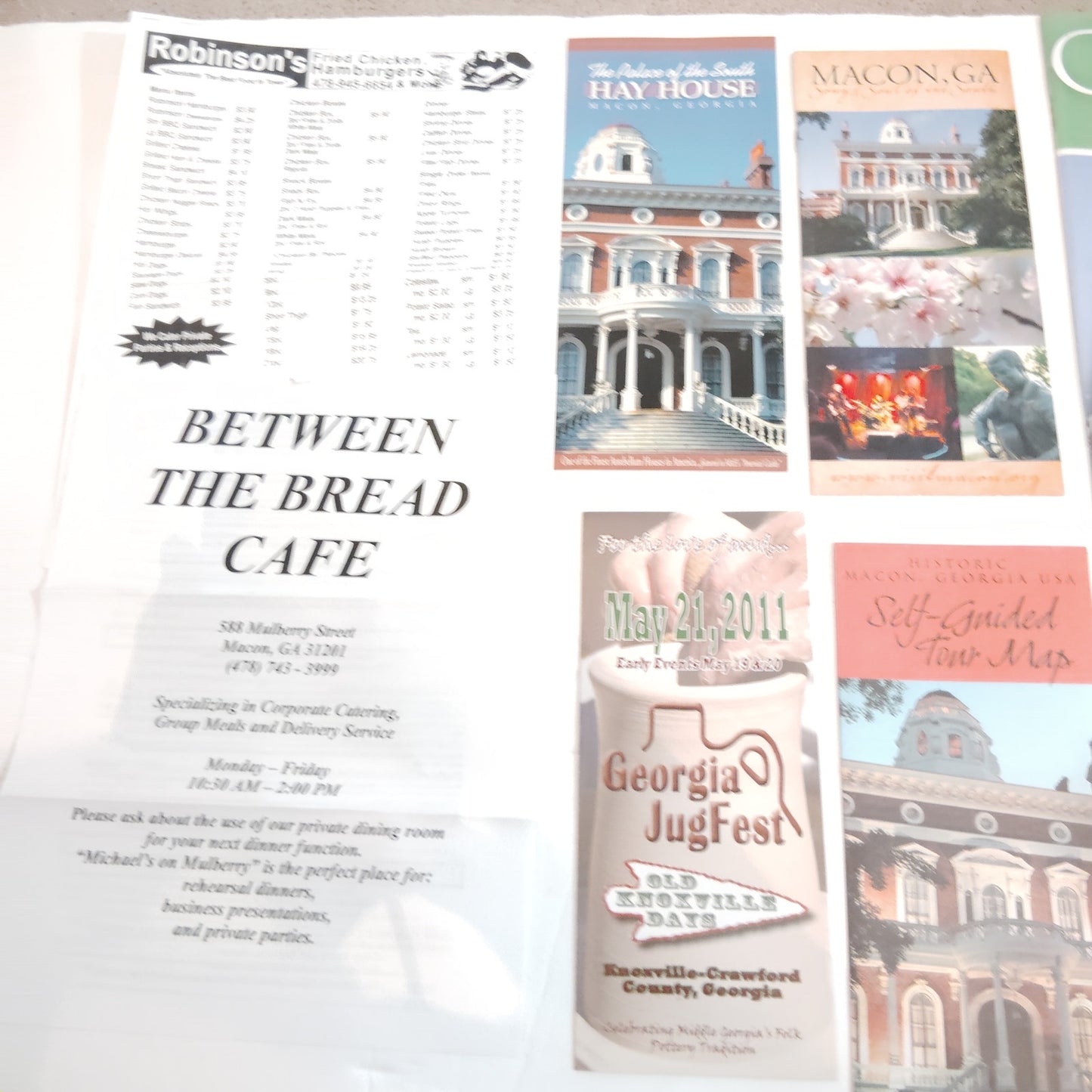 Macon & Jeffersonville, GA Travel Ephemera Lot - 2011 - Various Paper Types