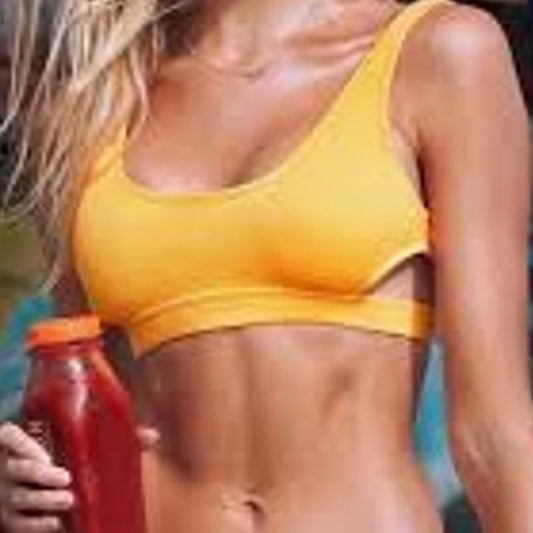 Cupshe Ribbed Scoop Neck Bikini Top Bright Orange Cutout Swim Women’s Medium