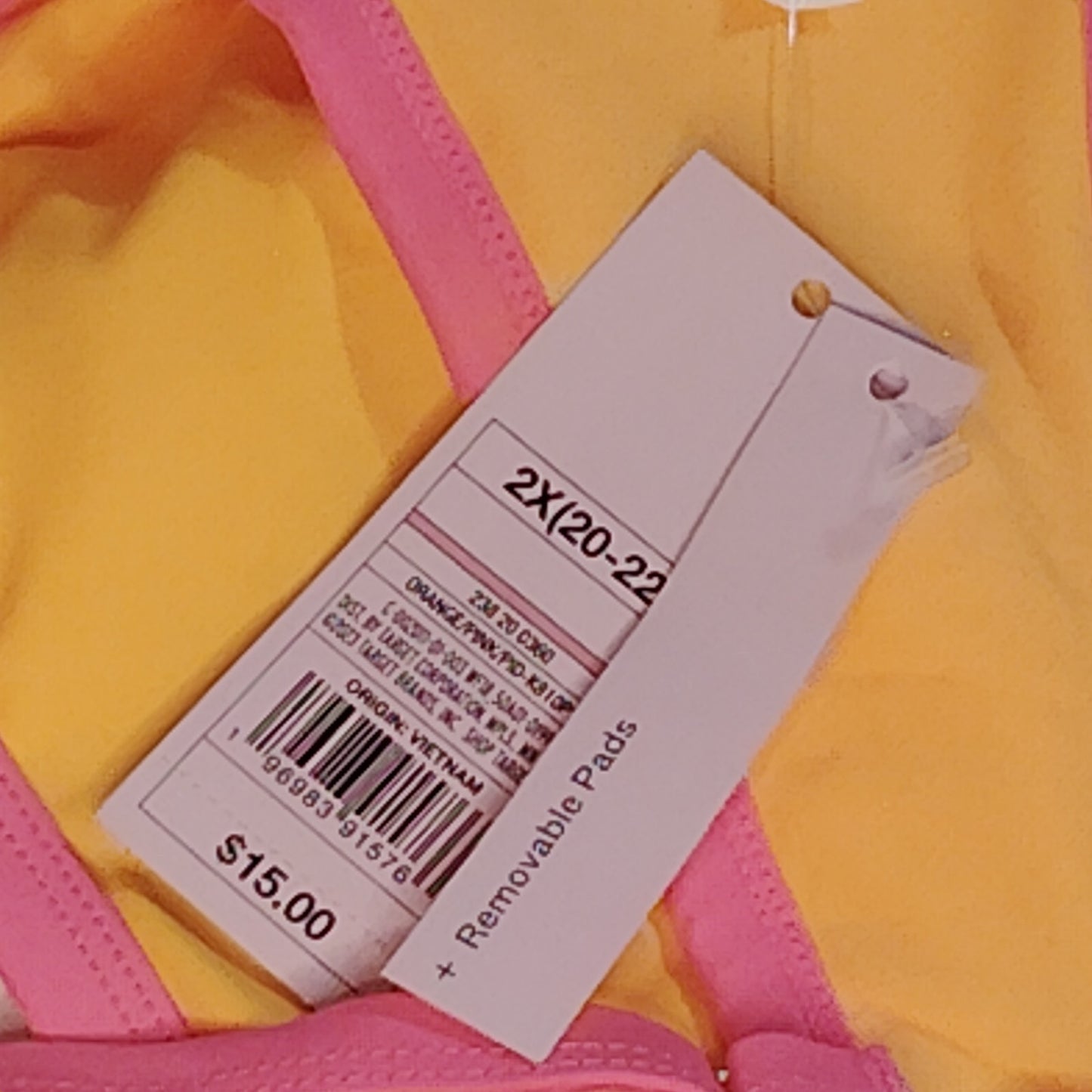 Wild Fable Women’s Colorblock Square‑Neck Bralette Bikini Top Orange 2X