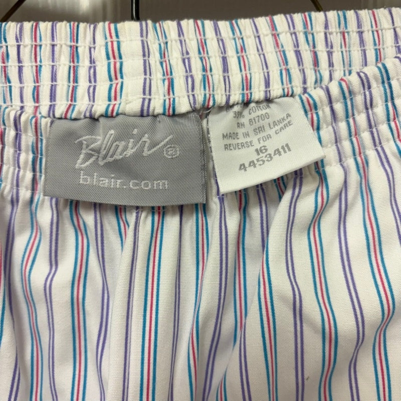 Blair Women's Pastel Striped Pull-On Pants Size 16 (XL) Elastic Waist Pockets