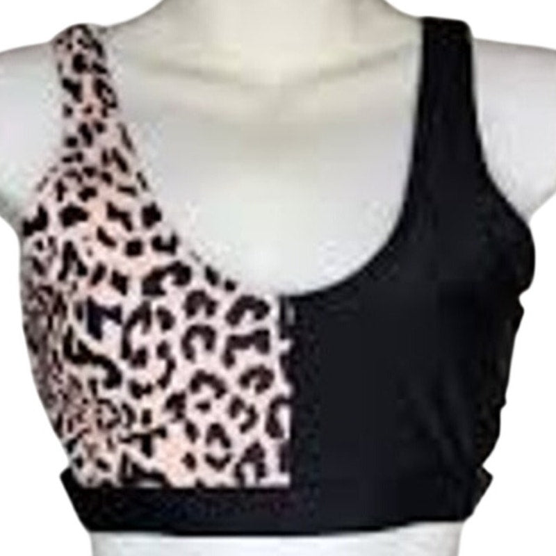 Blooming Jelly Leopard Print One‑Shoulder Bikini Swim Top Women’s Size Large