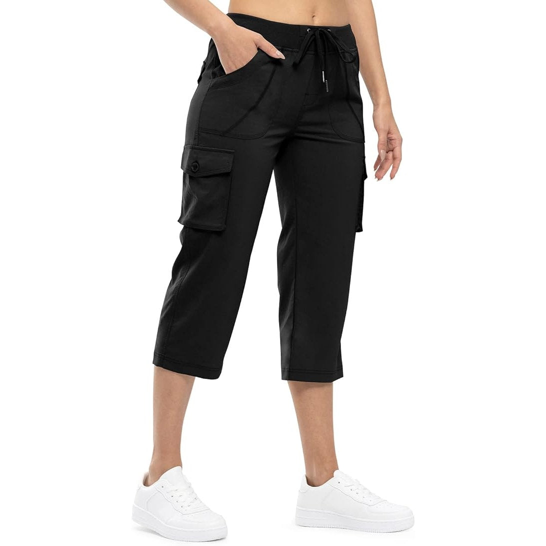 Cargo Capris Lightweight Pants 6-Pockets Quick Dry Outdoor Cropped Shorts, 3XL