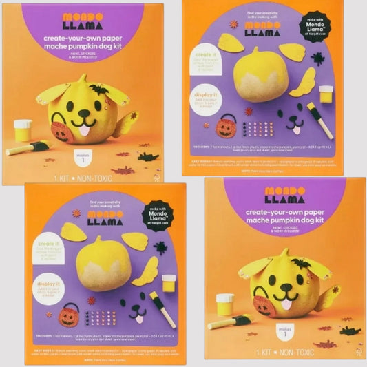 Kids Crafts - 4pk Paper Mache Dog Pumpkin Painting Kit – Mondo Llama