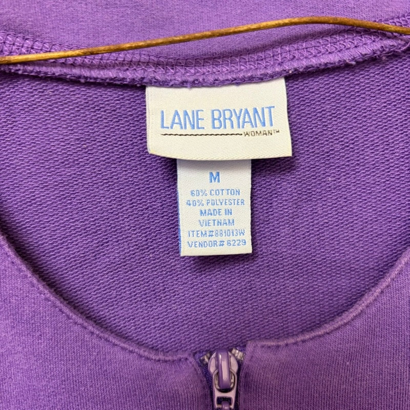 Lane Bryant Women's Purple Knit Zipper Nightgown Lounge Dress M Cotton Blend