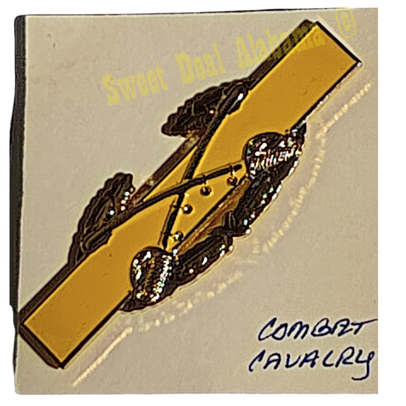 Hat / Lapel Pin, Full Size Combat Calvary Crossed Swords, Double Clutch Back, 3"L x 1"H, NWOT